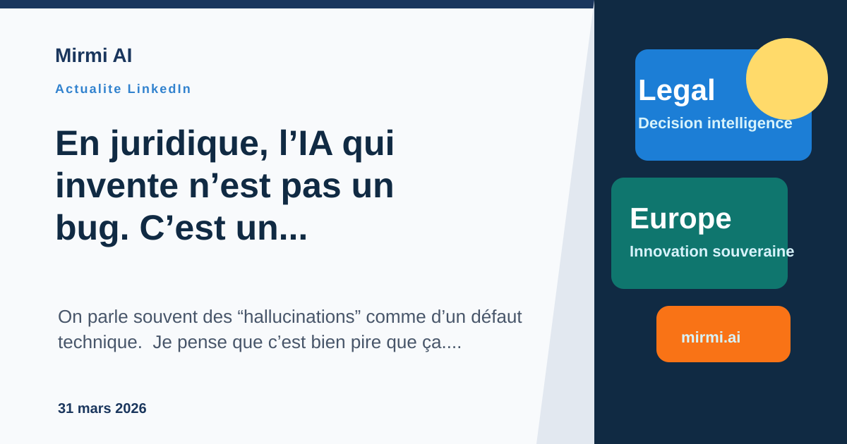 En juridique, l’IA qui invente n’est pas un bug. C’est un risque systémique.